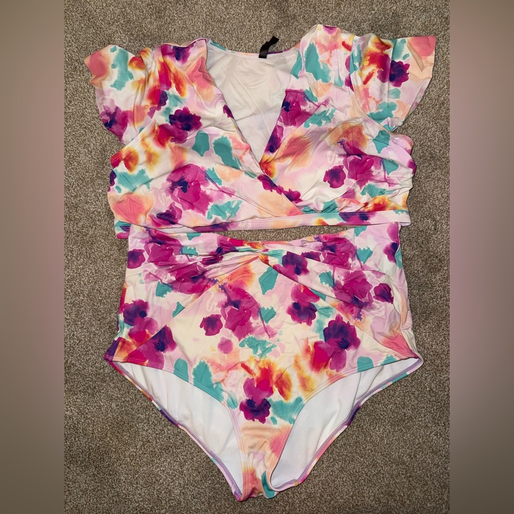 Torrid Water Color Two Piece Swim Set